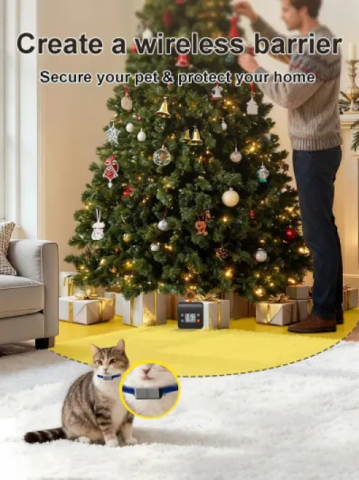 FLYSPEAR Barrière pour chat sans fil – Barrière d'intérieur rechargeable avec 6 rayons de portée réglables jusqu'à 2,1 m, 6 intensités statiques réglables, système de clôture électrique pour chiens