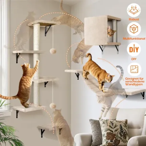 Avis Eukue Mur d'escalade pour chats (lot 10 pièces) : un terrain de jeu mural complet pour chats actifs