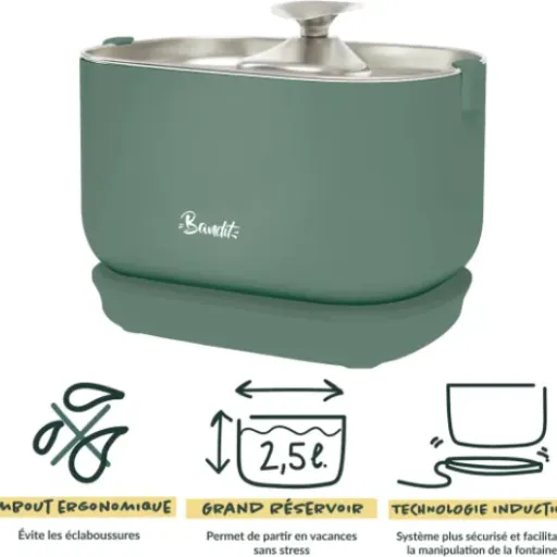 Avis Bandit Fontaine à Eau Filaire 2,5L : une fontaine inox simple, silencieuse et bien pensée