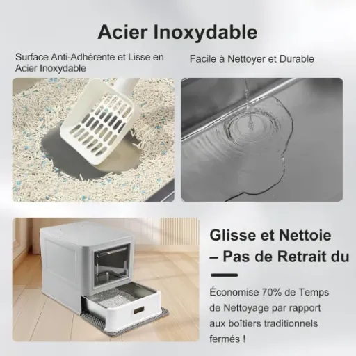 Avis Marchul Bac à Litière INOX XL : un bac fermé pensé pour limiter odeurs et corvée de nettoyage