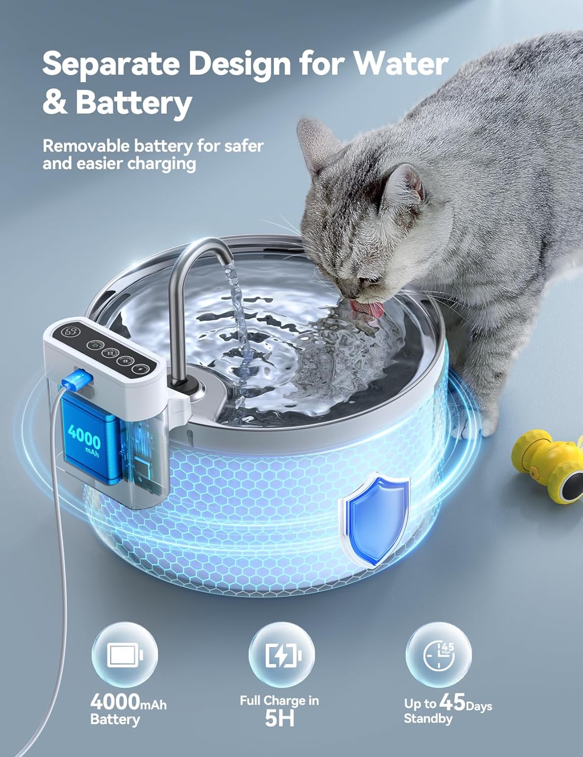 3,5L Fontaine à Eau Robinet pour Chat sans Fil avec Batterie 4000mAh, Fontaine a Eau Chat Silencieuse INOX Detecteur de Mouvement, avec 3 Filtre (Acrylonitrile butadiène styrène (ABS)) Fontaine ABS Blanc+3 Filtres+1 Éponge