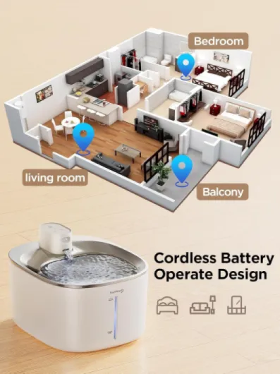 4L Fontaine a Eau Chat sans Fil avec Detecteur de Mouvement, Distributeur pour Chats et Chiens Automatique a Batterie 4000mAh Chargée, Fontaine à Eau pour Chat à Pile avec 2 Filtre A (Fontaine-Blanc)