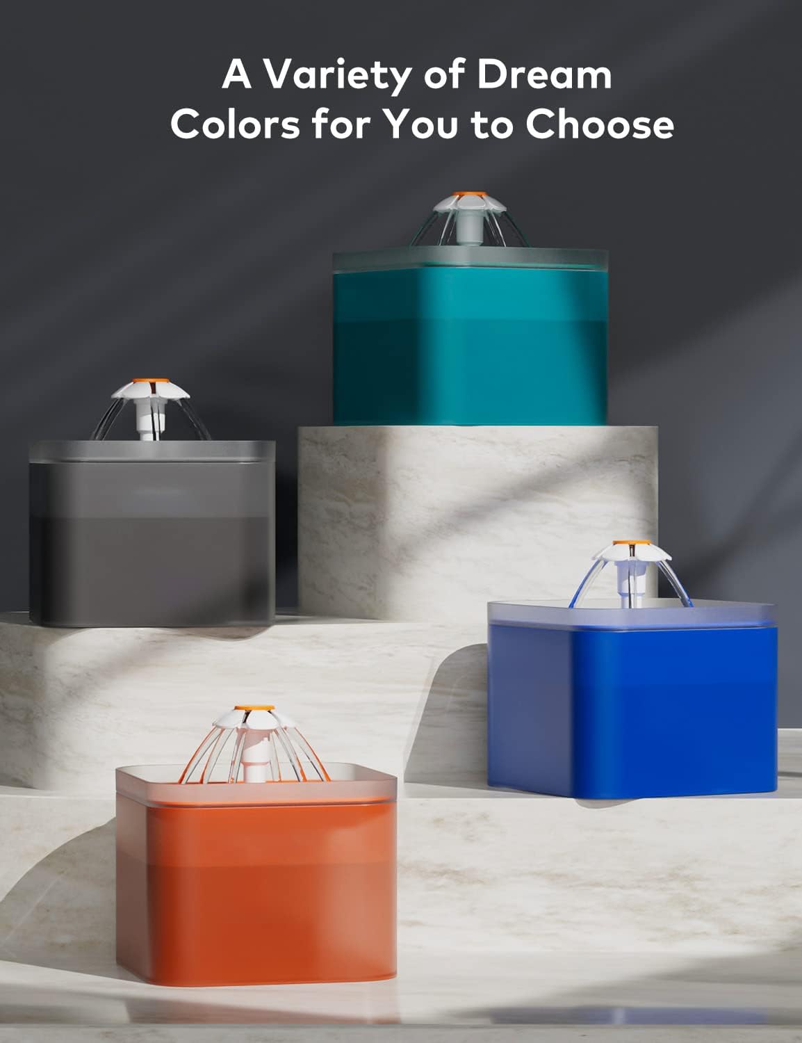 Fontaine a Eau Chat: Fontaine à Eau pour Chat Ultra Silencieux - Distributeur Eau Chien avec Lumière LED - Filtration Multiple - 3 Modes d'Ecoulement de l'eau - AONBOY Gris