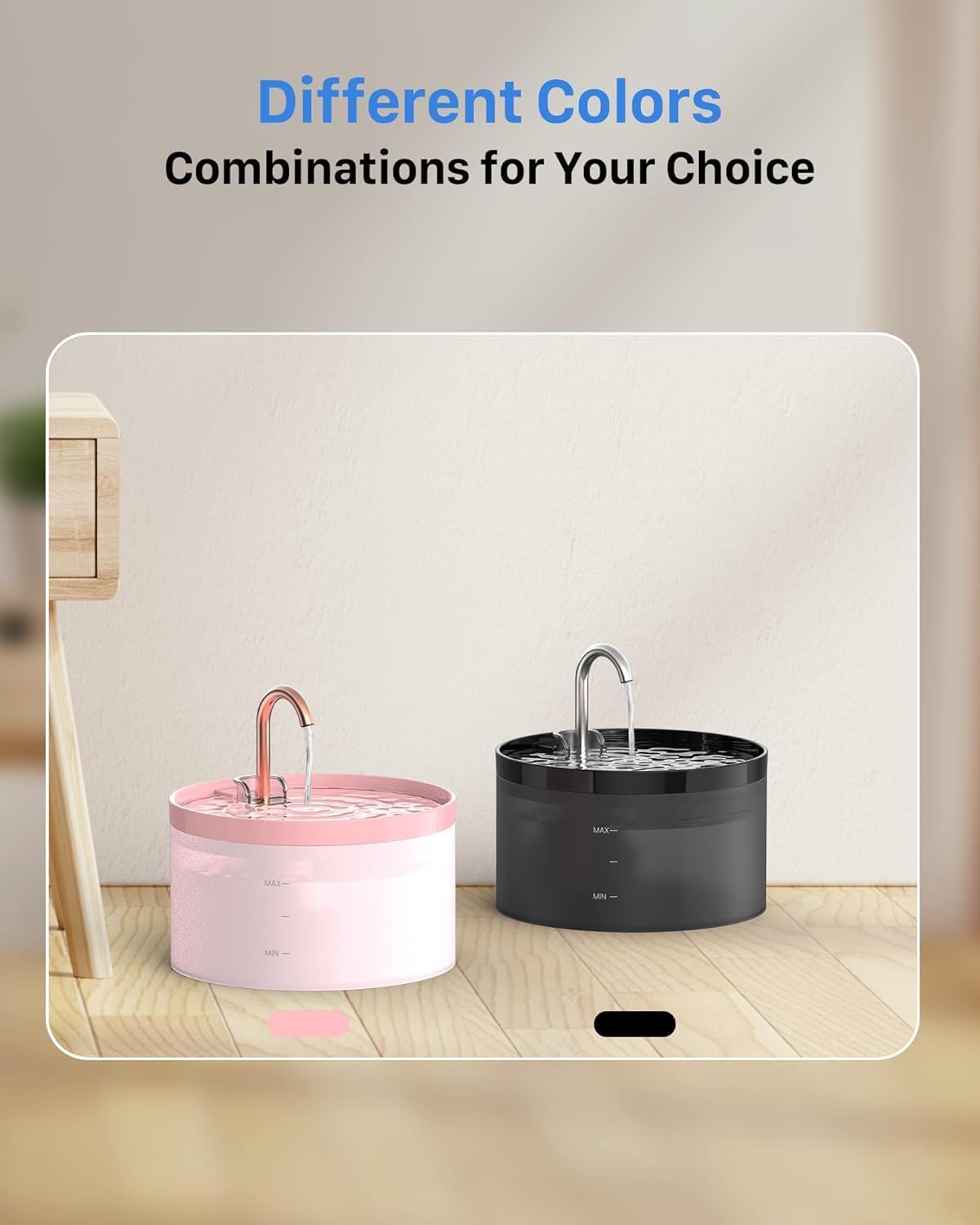 Fontaine a Eau Chat, 2L Fontaine à Eau pour Chat avec Forme de Robinet, Pompe à Eau Super Silencieuse, Filtrer Les Poils Divers, Deux Modèles de Débit d'eau, Noir Noir-2L