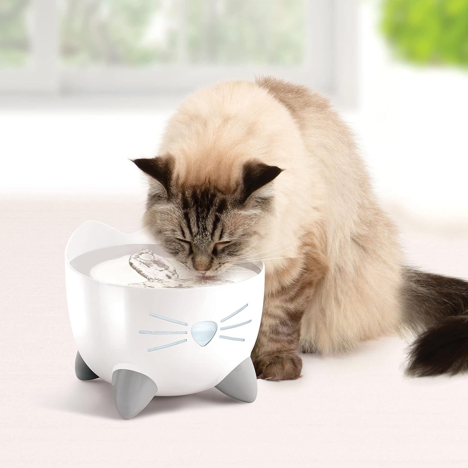 Pixi Abreuvoir Fontaine en Acier Inoxydable pour Chats, 2,5 l, Blanc