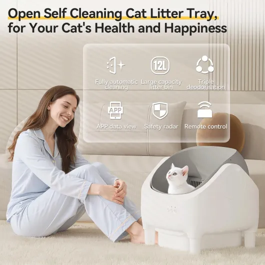 Litiere Chat autonettoyante pour Chats jusqu'à 15kg - Litiere Automatique pour Chat commandée par App, Ouverte et Accueillante - Auto nettoyante, Capacité 15 Jours, Idéale et Facile à Nettoyer