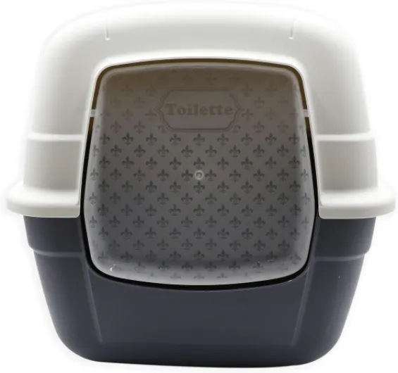 Maison de Toilette Chat 52x40x39 cm - Bac Litière pour Chat avec Toit Ouvrant, Porte Battante, Poignée de Transport et Pelle - à Filtre Charbon Anti-Odeurs