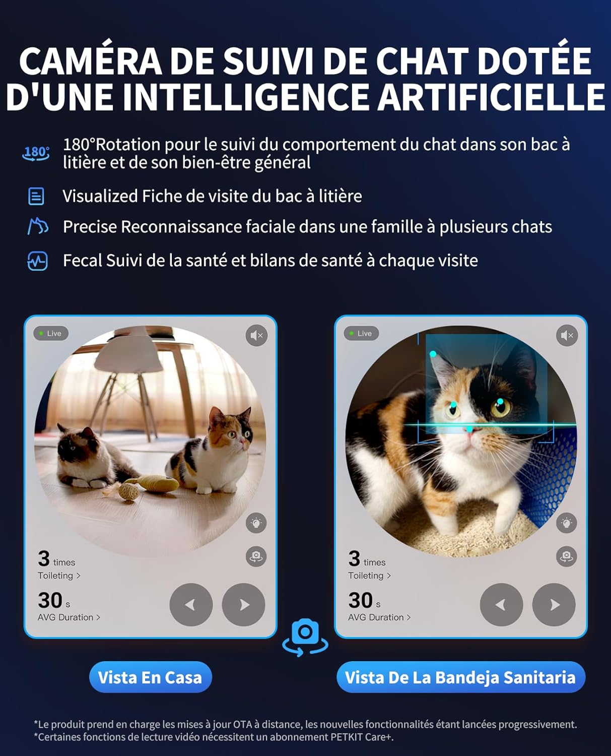 Purobot Ultra Litiere Chat Autonettoyante, Bac à Litière Autonettoyante Amélioré avec Caméra HD 1080P,Nettoyage Intelligent, Capacité 70L, Suivi de Santé AI, Ultra Silencieuse et Sûre