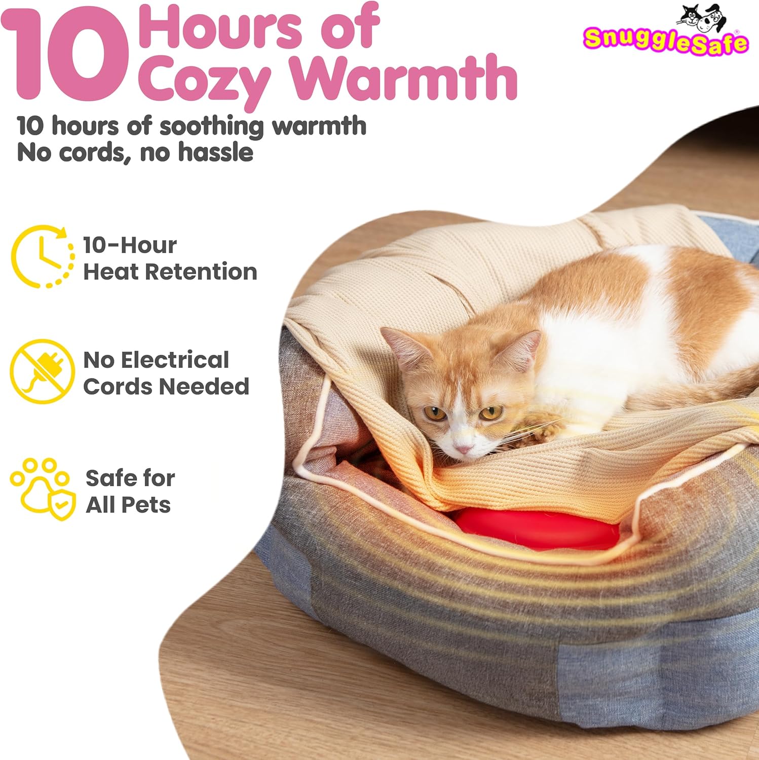 SnuggleSafe L'Original Coussin Chauffant Micro-Ondes Animaux - Anti-Morsure Étanche Chiens Chats - 10h Chaleur SnuggleSafe Microwave Heating Pad