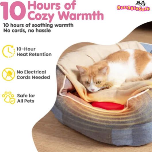 SnuggleSafe L'Original Coussin Chauffant Micro-Ondes Animaux - Anti-Morsure Étanche Chiens Chats - 10h Chaleur SnuggleSafe Microwave Heating Pad