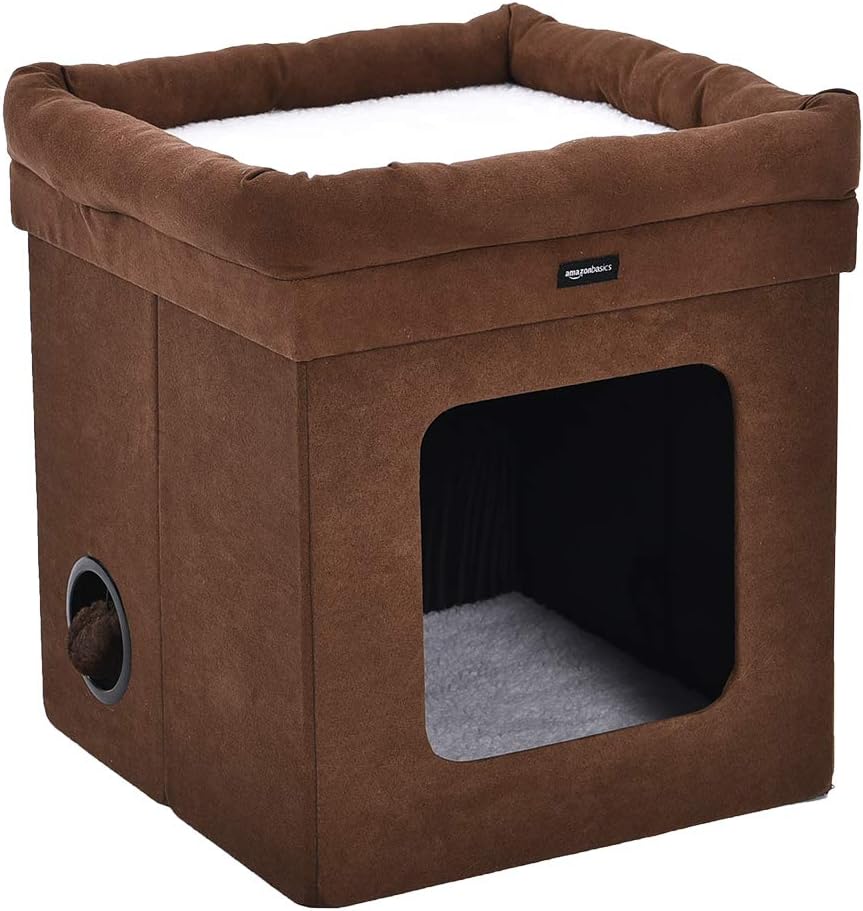 Niche pliable pour chat, Marron, 38 x 38 x 43 cm Marron 38 x 38 x 43 cm