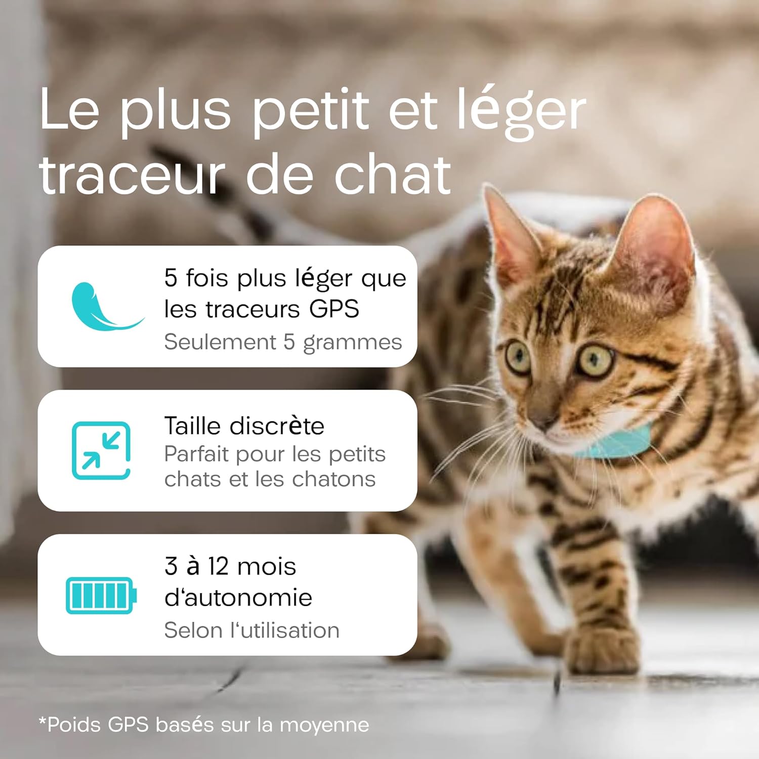 Traceur Tabcat V2 pour chats et chatons - Sans abonnement mensuel - 2 balises de localisation légères, étuis et boîtier de suivi - Plus précis que le GPS - Suivi de 2 chats à 2,5 cm et portée de 150 m