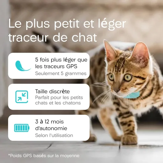 Traceur Tabcat V2 pour chats et chatons - Sans abonnement mensuel - 2 balises de localisation légères, étuis et boîtier de suivi - Plus précis que le GPS - Suivi de 2 chats à 2,5 cm et portée de 150 m