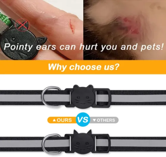 Colliers de sécurité pour Chat à libération Rapide, Collier réfléchissant avec clochettes, réglable de 19,1 à 31,5 cm, Convient pour Les domestiques (8 Couleurs et Lot de 2 étiquettes 8Couleur & 2Tags