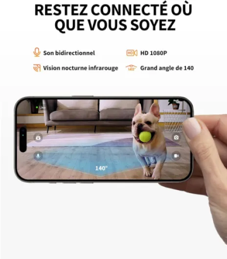 Distributeur Croquettes Chat Automatique avec Caméra, WiFi 2.4 GHz, Vision Nocturne, Bol Inoxydable, Programmable Via Application, Jusqu'à 5 Repas par Jour 3L avec caméra