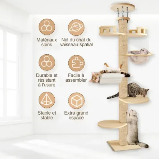 Test Arbre à Chat Plafond Réglable 300 cm : un géant du quotidien pour vos félins