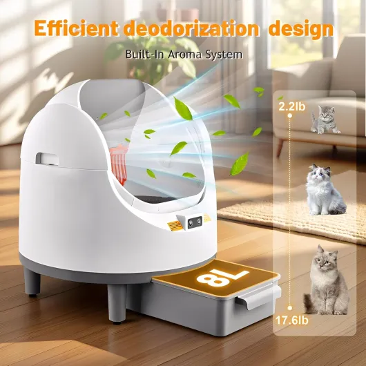 Robot Litière Automatique XXL, Litiere Chat Autonettoyante 68L Capacité, À Aire Ouverte, Fonction Anti Odeur, Fonctionne Silencieusement, Maison de Toilette Chat AdaptéE au Voyage Style2
