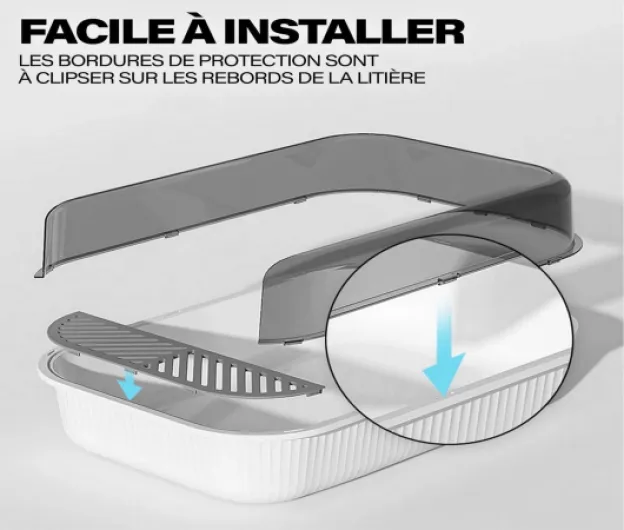 Bac à Litière pour Chat XXL Esthétique 51x35x19 cm I Semi Ouverte - Anti-éclaboussure - Pelle de Nettoyage Inclus (Noir Sidéral)