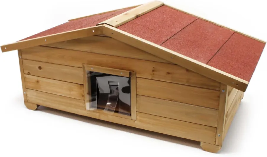 Niche de Chat Taille L – 990 x 520 x 420 mm – avec Porte, Toit bitumé, Isolation 3 Couches – Maison pour Chats Chatons Outdoor Maisonnette extérieure 99 x 52 x 42 cm