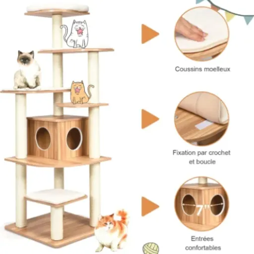 Test GOPLUS Arbre a Chat en Bois XXL : grand, costaud et enfin facile à nettoyer