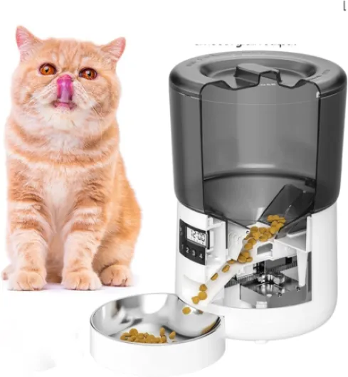 JINGYAN Distributeur Automatique de Nourriture Capacity Automatic Cat Feeder Smart Dog and Cat Food Dispenser with Screen Timer Stainless Steel Bowl Pet Items