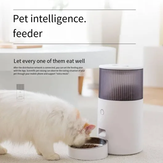 Pet Smart Feeder-Cat Automatic Feeder Cat Food Timing Quantitative Dog Self-Service Feeding Machine,2.5L,White