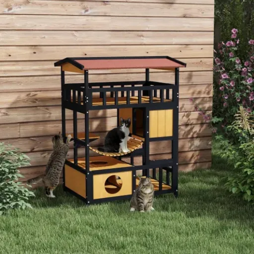 Test PawHut Maison en Bois pour Chat : jolie cabane à étages, mais à renforcer pour dehors