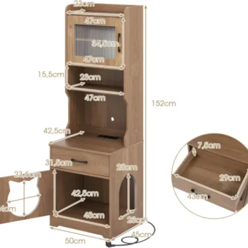 Test GYMAX 2-en-1 Meuble pour Chats : un meuble litière qui fait aussi multiprise et dressing à croquettes