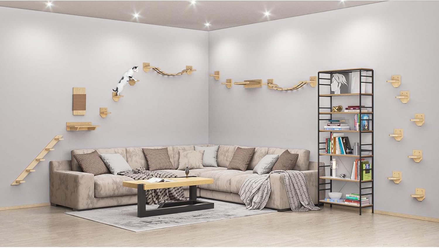 Mur d'escalade pour chat, chaise longue, lit pour chat - étagère XXL, montage rural (kit mur d’escalade) Kit mur d'escalade