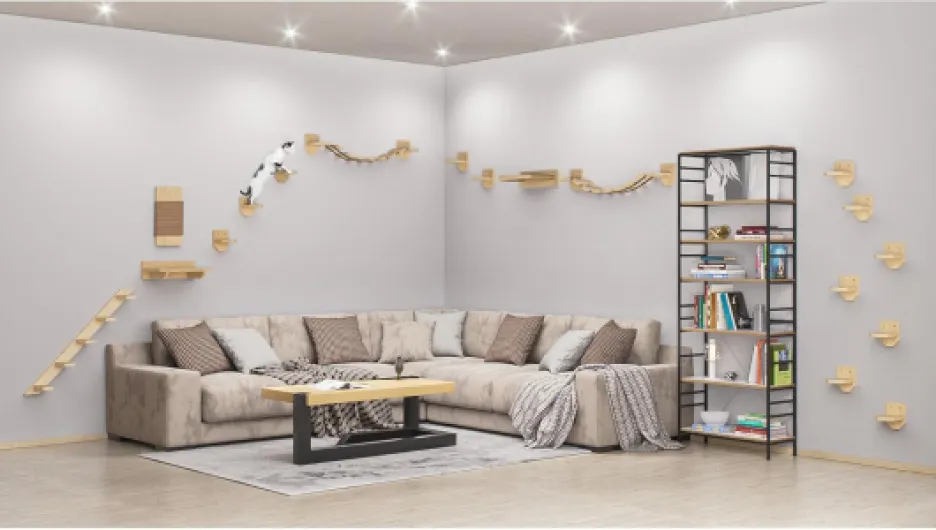 Mur d'escalade pour chat, chaise longue, lit pour chat - étagère XXL, montage rural (kit mur d’escalade) Kit mur d'escalade