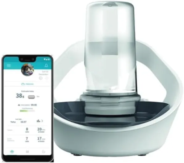 Sure PetCare - Felaqua Connect, Bol à Eau pour Chat, Suivi de la consommation d'eau, Compatible avec Le médaillon d'identification par radiofréquence et Les puces électroniques, connecté à l’appli