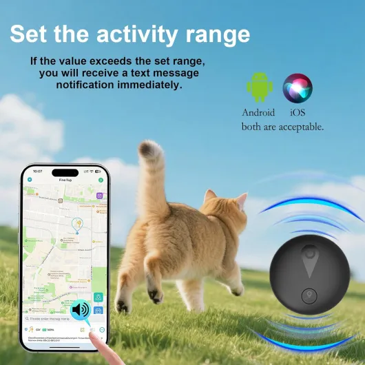 Collier GPS Chat,GPS Chien Compatible avec Les Systèmes iOS et Android Suivi Intelligent de La Localisation en Temps Réel Longue Autonomie Collier GPS pour Chien Traceur pour Animaux étanche-Noir