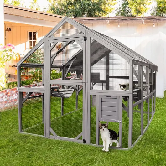 Grande maison pour chat en bois avec ponts, promenades, petites maisons, couverture de toit