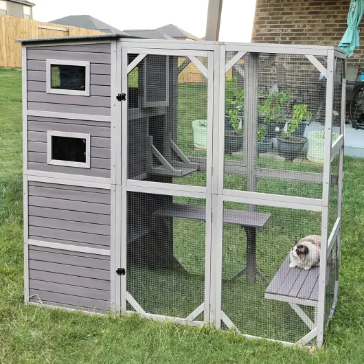 Catio Niche d'extérieur pour chat avec 4 niveaux pour intérieur et extérieur avec toit résistant aux intempéries et pièce spacieuse