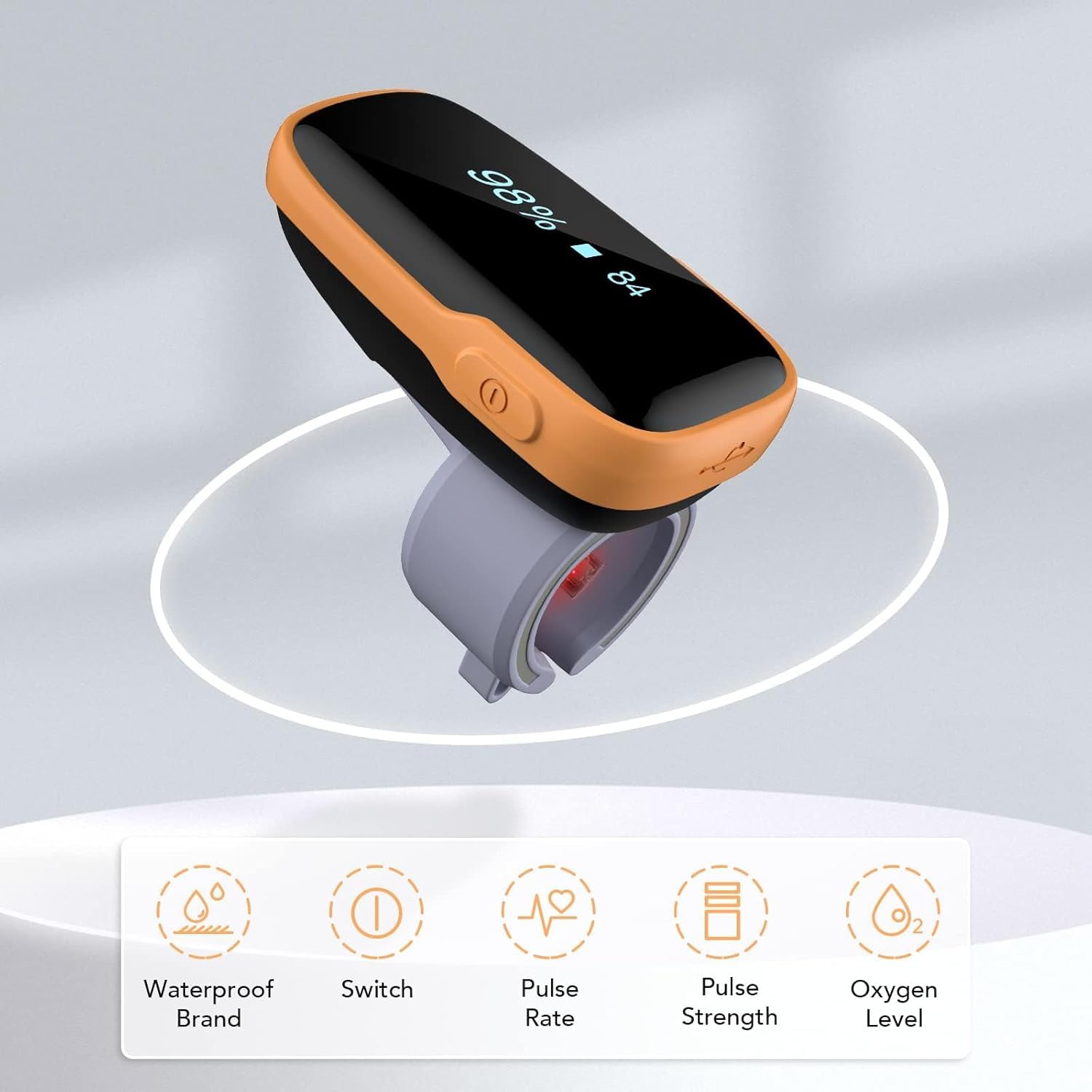 Viatom WearO2 Oxymètre à anneau, Oxymètre Rechargeable avec Bluetooth, Alerte par Vibration et Surveillance du Sommeil, Compatible iOS/Android, Autonomie 16h, Moniteur de SpO2 pour Santé