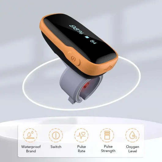 Viatom WearO2 Oxymètre à anneau, Oxymètre Rechargeable avec Bluetooth, Alerte par Vibration et Surveillance du Sommeil, Compatible iOS/Android, Autonomie 16h, Moniteur de SpO2 pour Santé