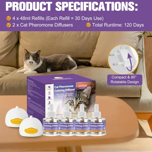 Diffuseur de Phéromones Apaisantes 6 in 1 pour Chats FéLines Relaxantes, Apaise l'Anxiété, Réduit Les Combats et Arrête l'Urinisation & Les Grattages, Bonheur et Harmonie 2
