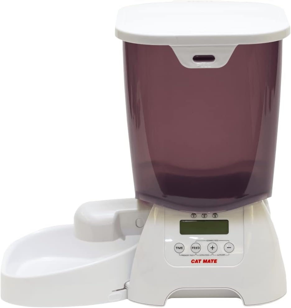 Cat Mate C3000 Mangeoire Pour Animaux Avec Minuterie Numérique Trémie De Nourriture Sèche 3 Kg Pour Chats et Petits Chiens Taille unique White