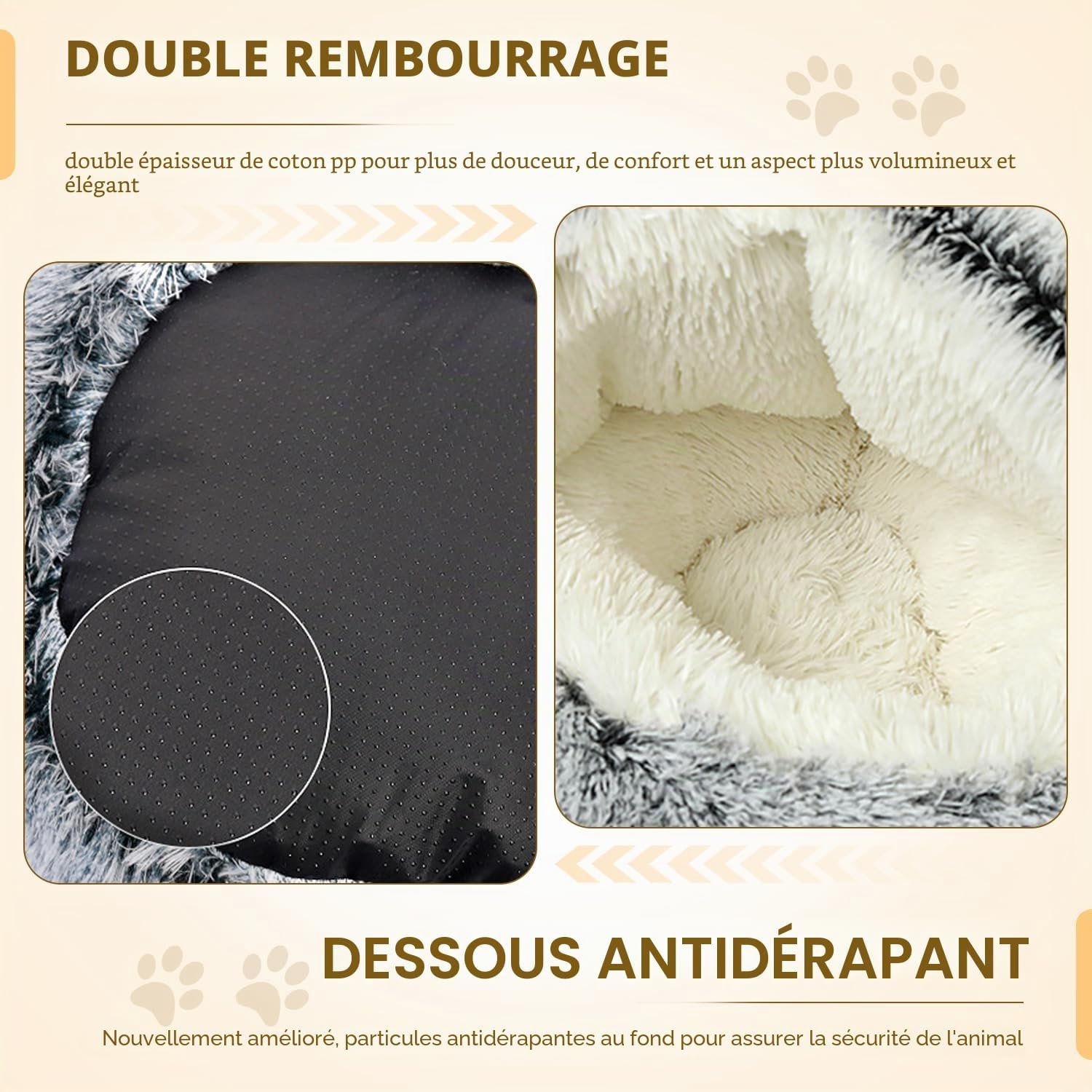YAGE Lit pour Chat, adapté aux Chatons et Petits Chiens de Moins de 7 kg, lit pour Animaux Lavable en Peluche Moelleuse Anti-anxiété, Sac de Couchage pour Chat Doux et Chaud en Forme de Beignet Gris - 50CM