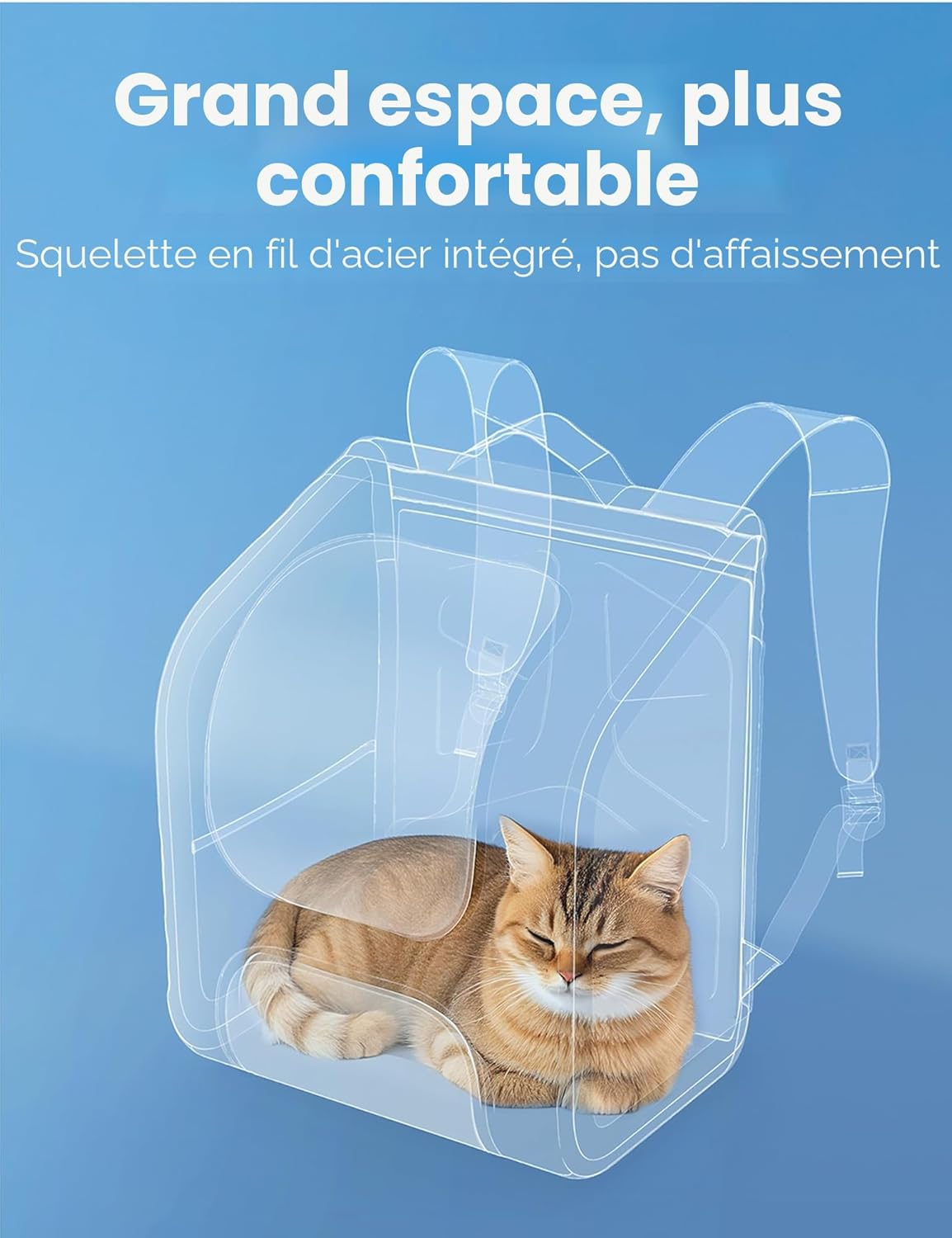 Sac à Dos Chat, Grand EspaceTransport pour Chat, Respirant Sac à Dos Chien, Sac à Dos pour Chat Stable à Bulles, Sac à Dos pour Animal, Gris L 42 x l 32 x H 26 cm Gris