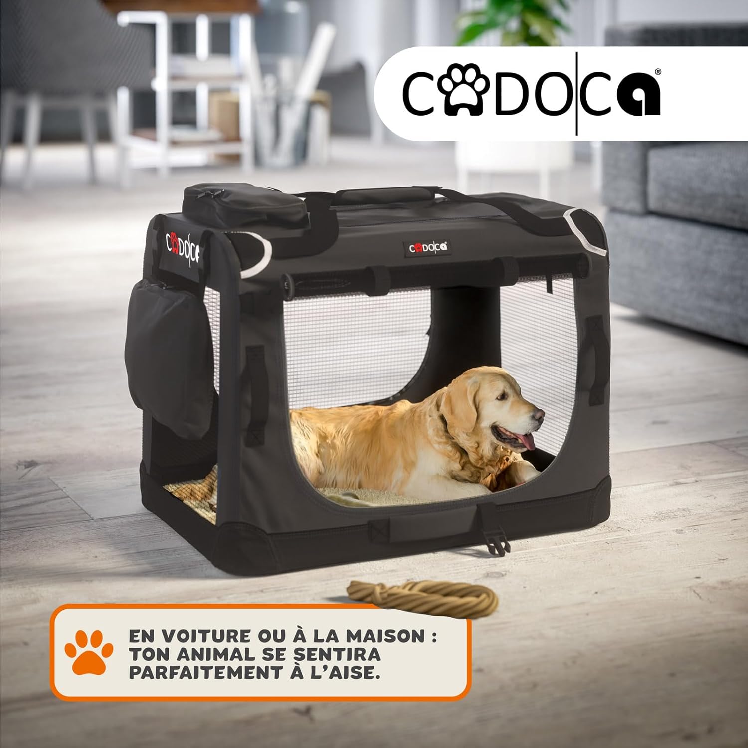® Cage de Transport XL Anthracite pour Animaux Chien Chat Rongeur Respirant Pliable Sac de Transport Matelas Douillet L 82 x l 56 x H 58 cm Anthracite