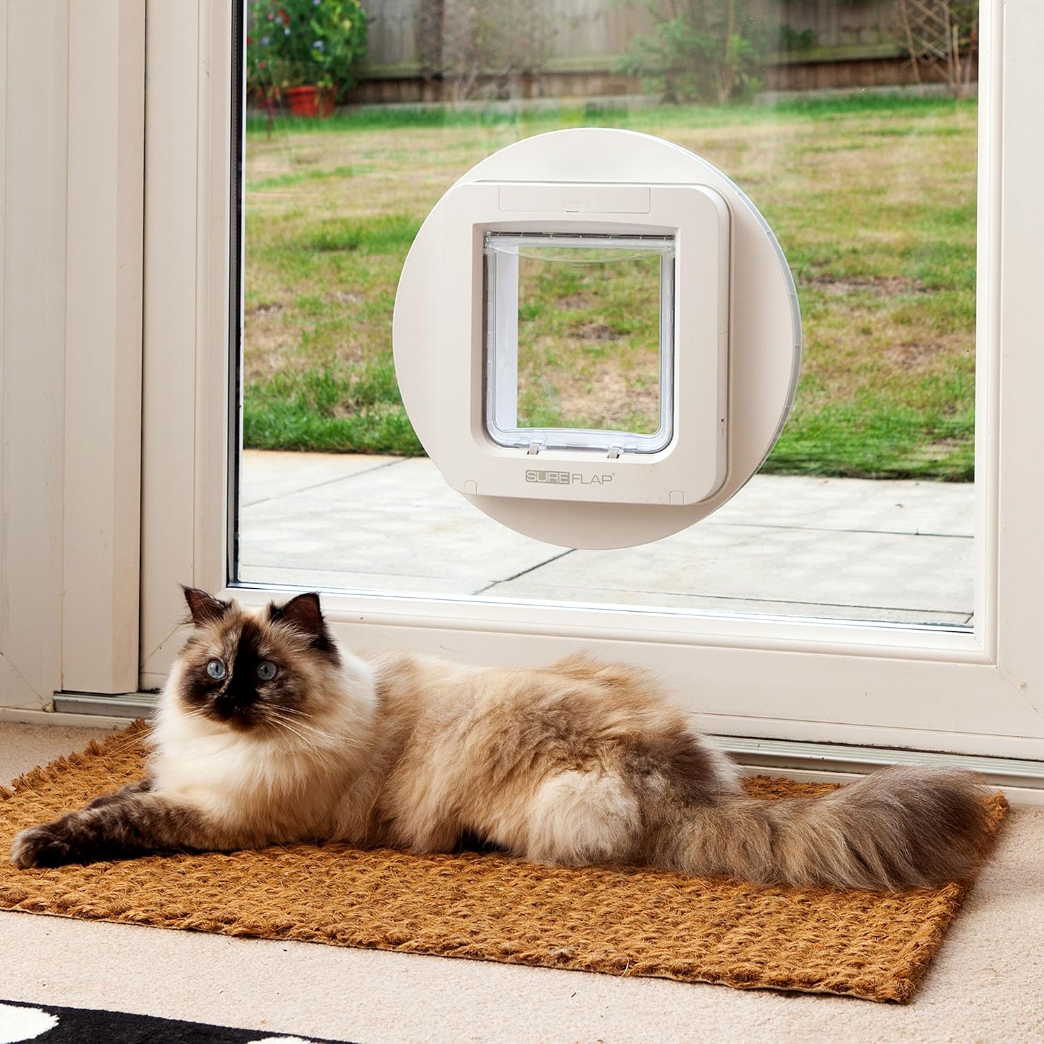 Grande chatière à Puce électronique pour Chats et Petits Chiens SureFlap Sure Petcare, Compatible avec Les médaillons d'identification par radiofréquence et micropuces, Marron