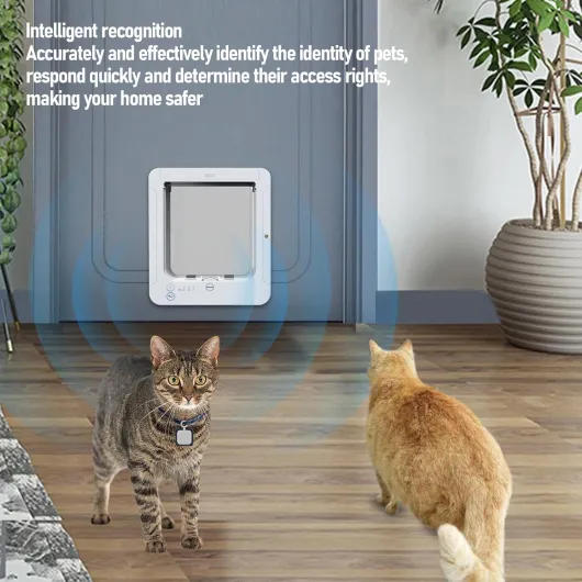 Naroote Porte Intelligente pour Chat, Chatière Activée par Collier avec Entrée à 2 Voies et Capteur à Puce électronique, pour Intérieur et Extérieur jusqu'à 26 X 29,5 Cm