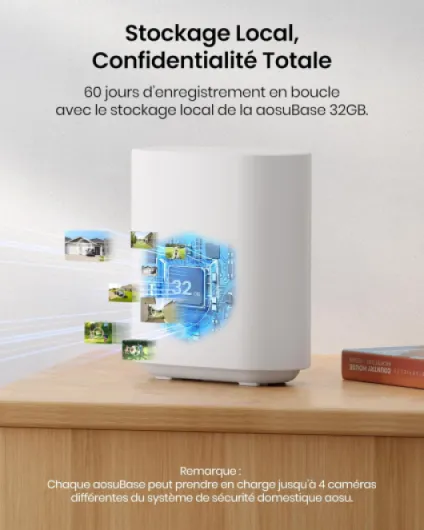 2K Caméra Surveillance WiFi Extérieure Intérieur sans Fil, 4 Cameras Kit avec aosuBase, sans Abonnement, Ultra Grand Angle, Autonomie Jusqu’à 240 Jours, Alerte Al Détection, Suivi Inter-Caméras 2K-Kit 4 Caméras