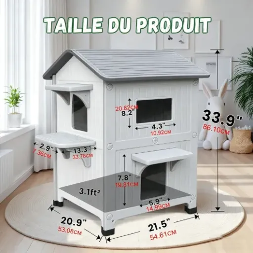 Test niche pour chat extérieur HiCaptain 2 étages : du plastique, mais franchement bien pensé pour dehors