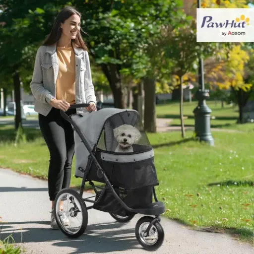 Test PawHut poussette pour chien pliable : pratique pour les vieux toutous, pas parfaite mais bien pensée