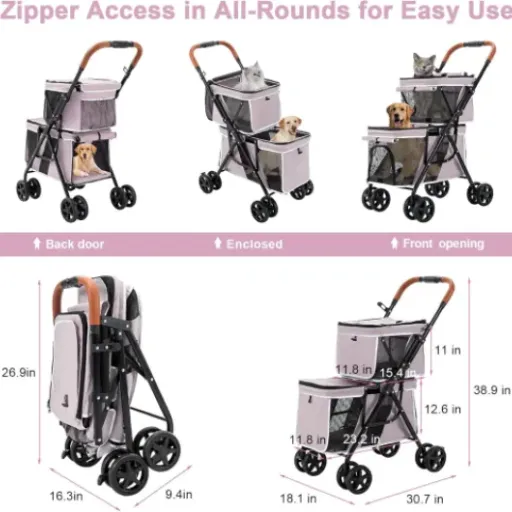 Test Poussette Chien Chat Pliable 2 Cages Joyfultails : pratique pour deux animaux, mais pas sans défauts