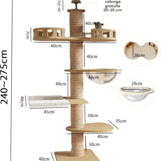 Test Arbre à Chat T01 (Mekidulu) : un grand poteau plafond costaud mais pas parfait