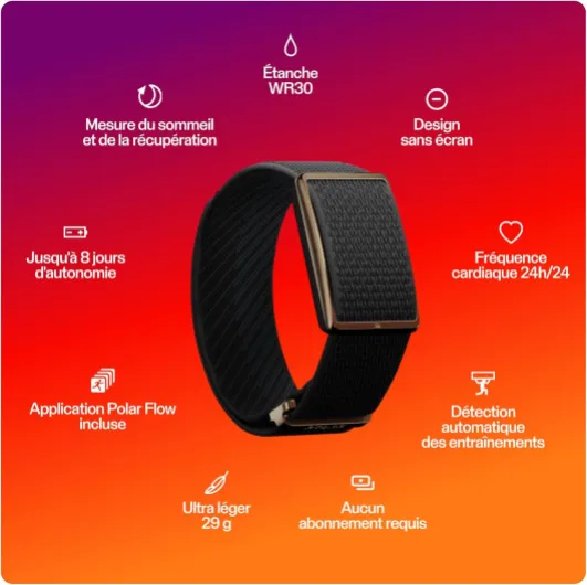Polar Loop – Bracelet connecté sans écran avec Suivi de la FC, du Sommeil et de l'activité 24 h/24, détection Auto - des entraînements, sans abonnement, 8 Jours d'autonomie.