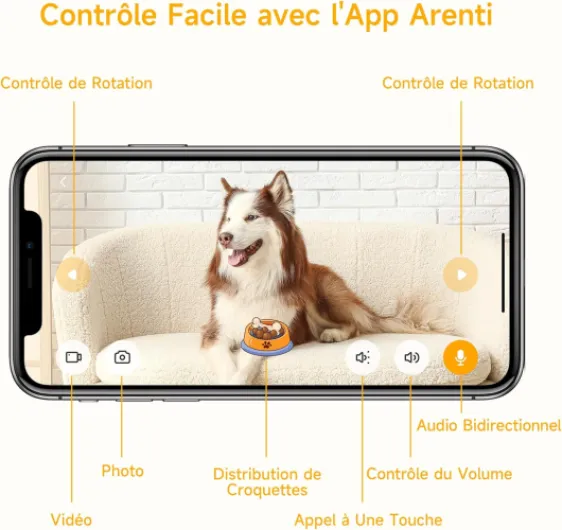 Distributeur Automatique de Croquettes pour Chat avec Caméra WiFi, Caméra de Surveillance avec Distributeur, Alertes Intelligentes/Vision Nocturne, Audio Bidirectionnel, Alexa PETCAM